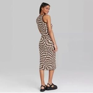 Checkered Sweater Midi Dress